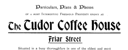 Sale of Tudor Coffee House Advert 1920
